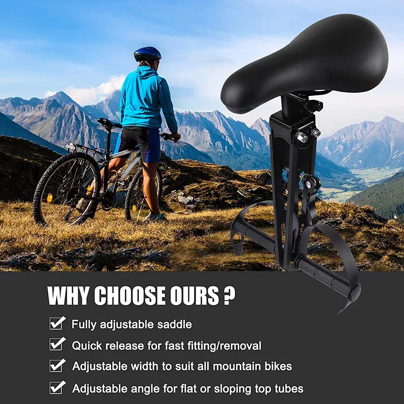 Bicycle Front Mounted Saddle, Road Bike Child Soft Seat, Sports Bicycle Accessories, Quick Detachable, Mountain Bike Seat