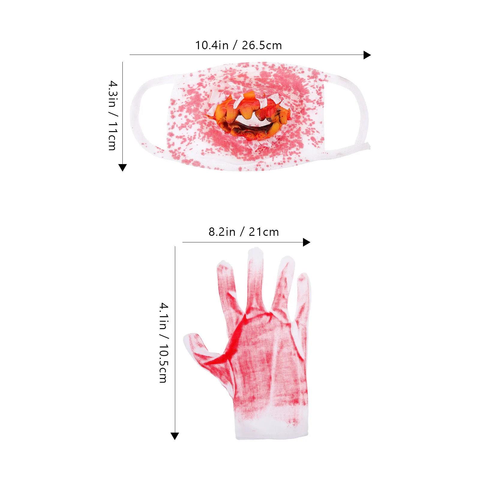 Halloween luvas de sangue máscara manchada cosplay conjunto assustador festa adereços reutilizáveis sangue traje acessórios cosplay acessório