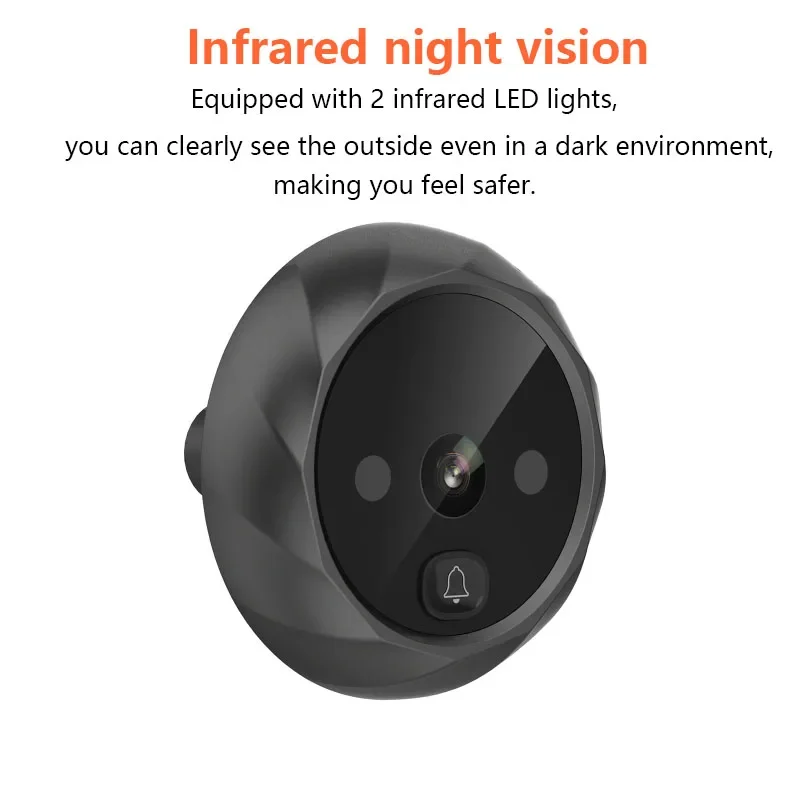 Câmeras de vídeo com visão noturna, 2.4 polegadas, campainha, display lcd, olho mágico, campainha visual, proteção de segurança
