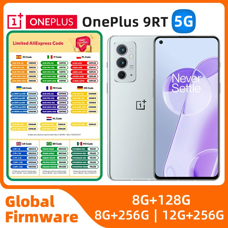 

OnePlus 9RT 9R T 5G Global Rom Multi-language 8GB 128GB Snapdagon 888 120Hz 6.62 inches AMOLED 65 Warp Charging used phone