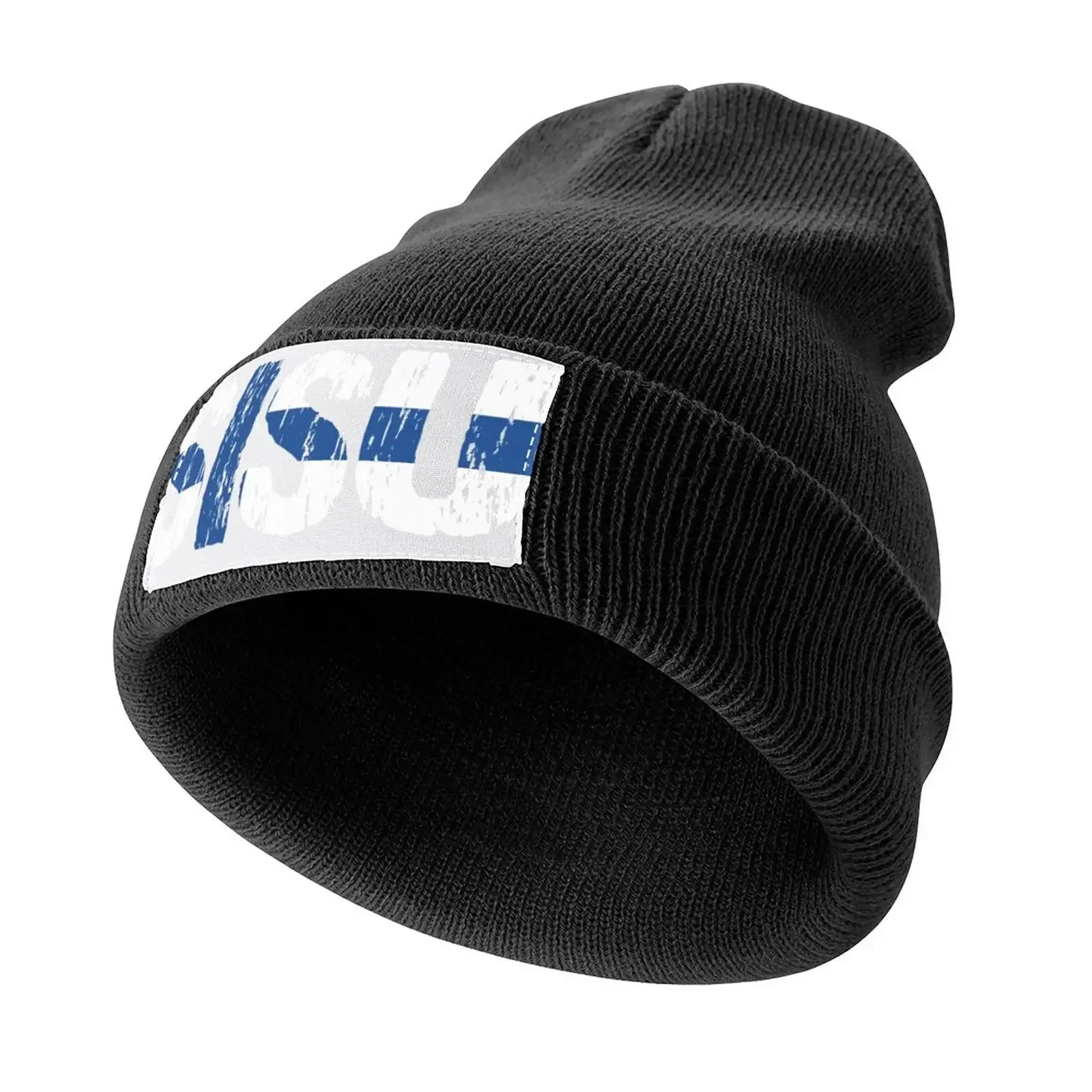 

Sisu Finnish Flag Distressed Knitted Hat hiking hat Streetwear Hood Mountaineering Man Cap Women's