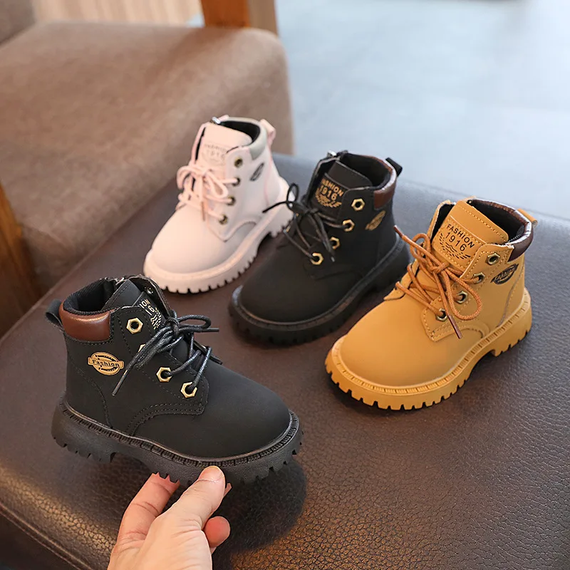 Britain Style Retro Classic Children Boys Short Boots Spring Autumn New Cute School Versatile Kids Shoes Girls Boots Non-slip PU