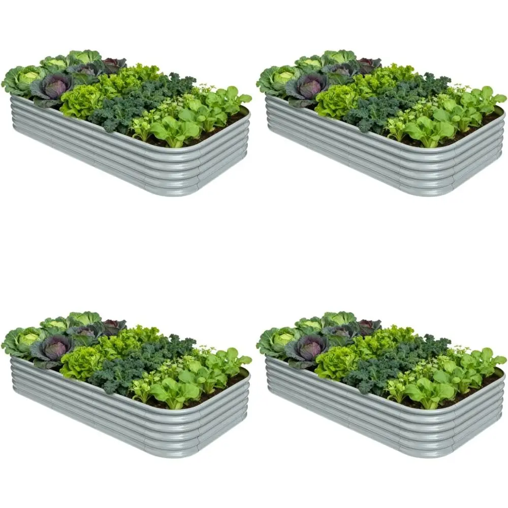 

4-Pack Galvanized Raised Garden Beds 8x4x1.5 ft | 10x2x1.5 ft Tall Outdoor Metal Planters for Herbs, Vegetables, and Gardening i