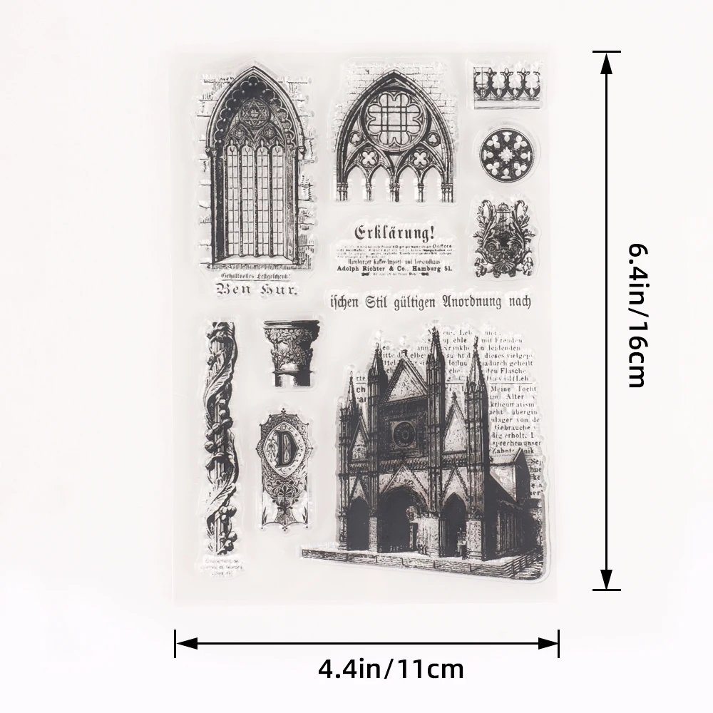 Vintage Gothic Architecture Series Clear Silicone Stamps Scrapbook Handbook DIY Journal Envelope Decorative Craft Rubber Stamps