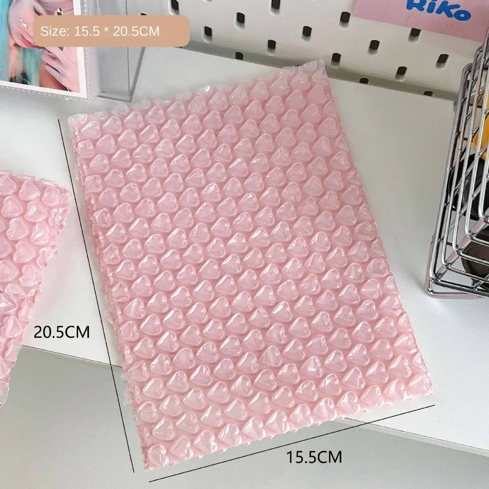 10pcs Portable Heart Bubble Bag Pink Shockproof Bubble Film PE Self-Seal Packaging Small Card Sleeve Small Business Supplies