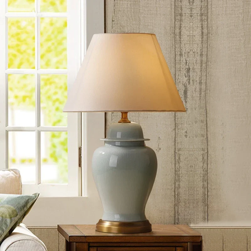 American Ceramic Table Living Room Large Table Lamp Simple Decorative Table Lamp American Country Bedroom Bedside Lamp