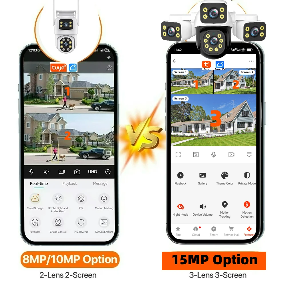 Tuya 15MP Three Lens 10MP Dual Lens Tuya Wifi Camera PTZ Outdoor Wireless Security Camera AI Human Monitoring Video Surveillance image 6