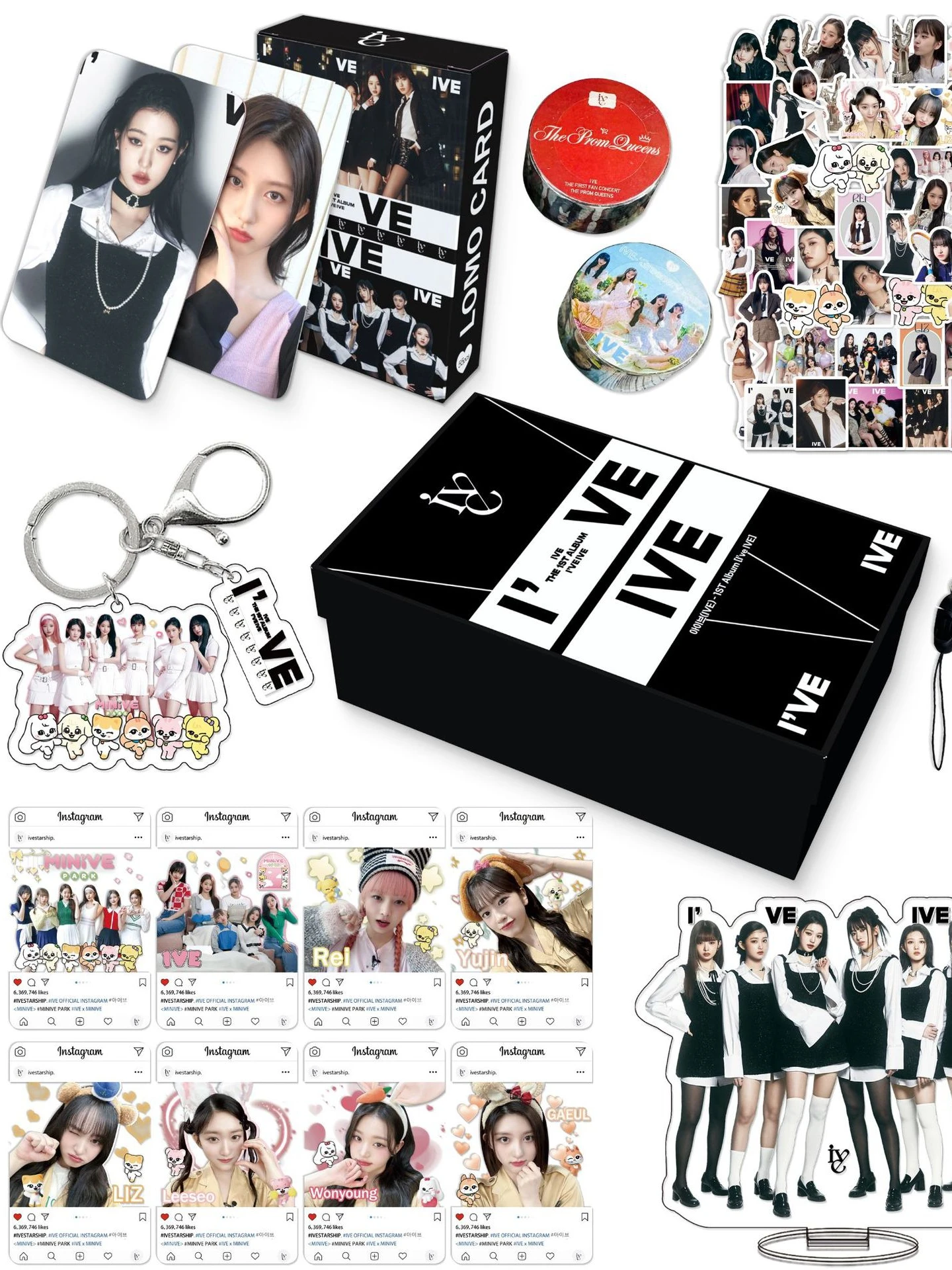 Kpop IVE WONYOUNG Solo Lomo Cards Key Chain Stickers JANGWONYOUNG Photocards Group Postcard Acrylic Standing Plates