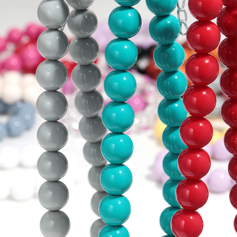 2 Teile/satz Boho Bunte Acryl Runde Perlen Halsband Halskette Armbänder Geometrische Harz Ball Perlen Party Schmuck Set für Frauen Neue – Detail 8