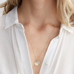 Gold Color Disc 15MM Pendant Necklace for Girls Women Stainless Steel Simple Long Neck Chain Necklaces Collar Jewelry Wholesale