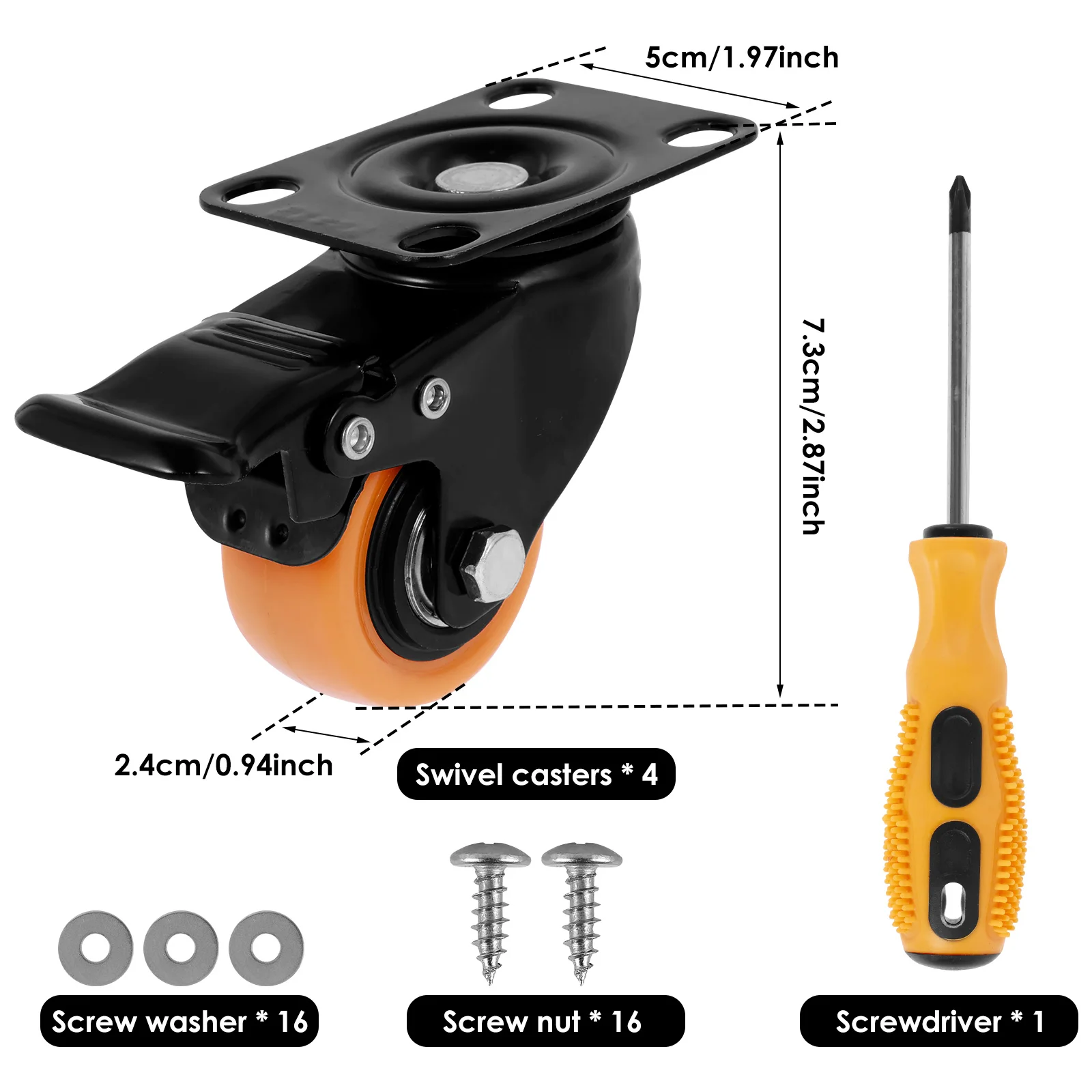 2inch Furniture Caster Soft Rubber Universal Wheel Furniture Castors Heavy Duty Casters Stable Swivel Plate Casters L-Shaped