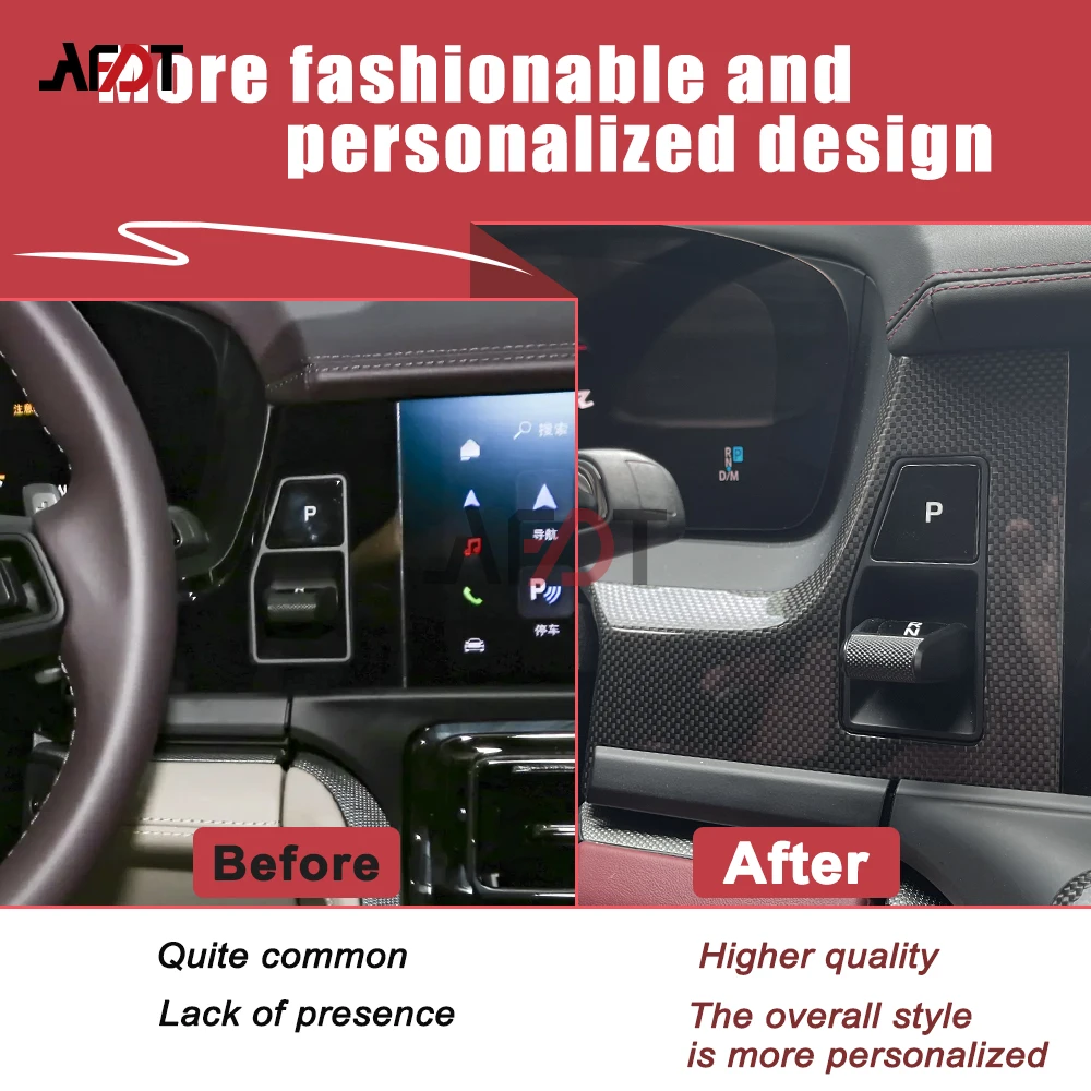 Lhd para 2024-2026 porsche panamera 972 gts 4S turbo s e-híbrido real fibra de carbono simples tecer alavanca de mudança painel de engrenagem de estacionamento