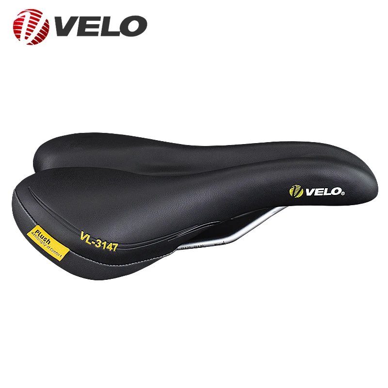 VELO VL-3147 Comfort PU Leather Steel Rail 273x179mm MTB Road Bike Saddle Unisex Bicycle Seat Cushion Cycling Accessories