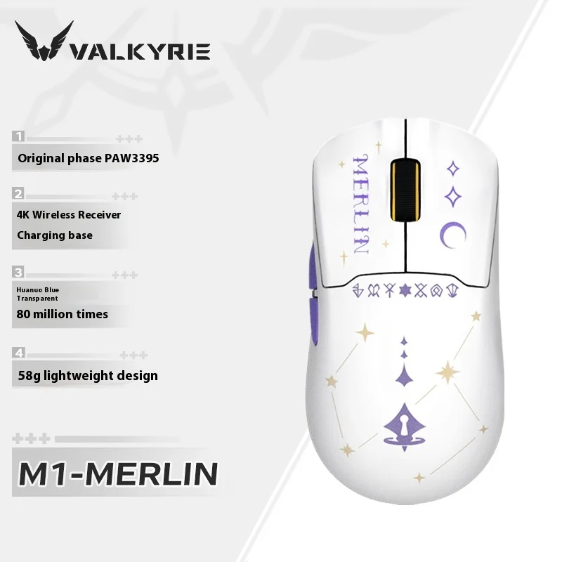 Valkyrie M1 Maus mit drei Modi und 3395-Sensor, kabellose Ladestation, leichtes Design für Computer- und Bürogebrauch