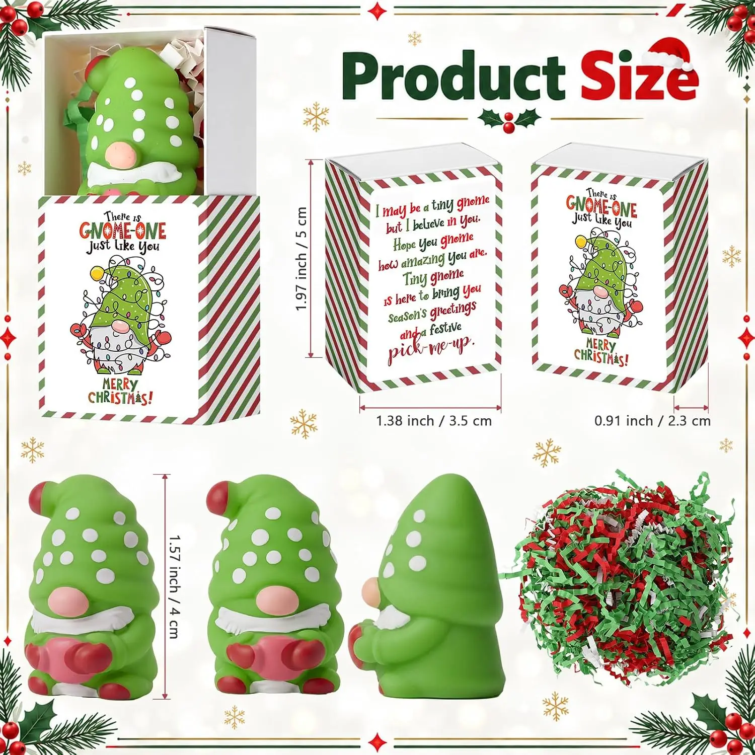 100 Sets Christmas Positive Gifts Gnome Party Favors with Boxes