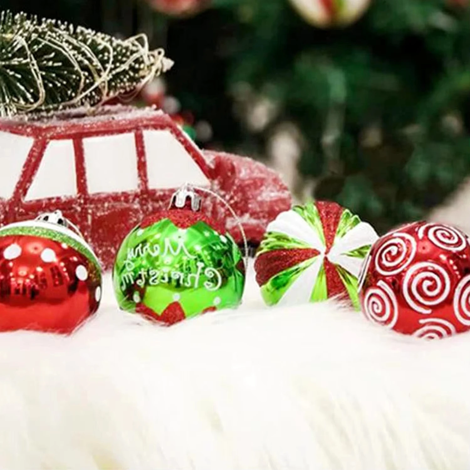 Hot Selling 60mm 9pcs Red And green Xmas ball Santa Claus style Decor Bauble Ornaments Christmas Ball Pine garland Elf Star wire