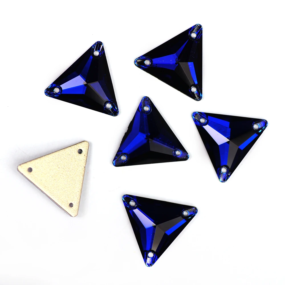 Cobalt Triangle Shape Strass Sew On Rhinestones Glitter Crystal Element crystal stones for Garment Figure Skating clothes