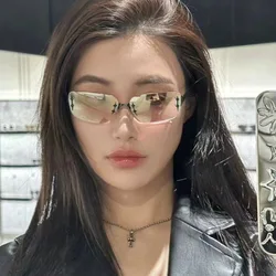 Y2K Stylish Rimless Sunglasses for Women Future Technology Sense Sun Glasses for Woman Korean Style Man Sun Glass