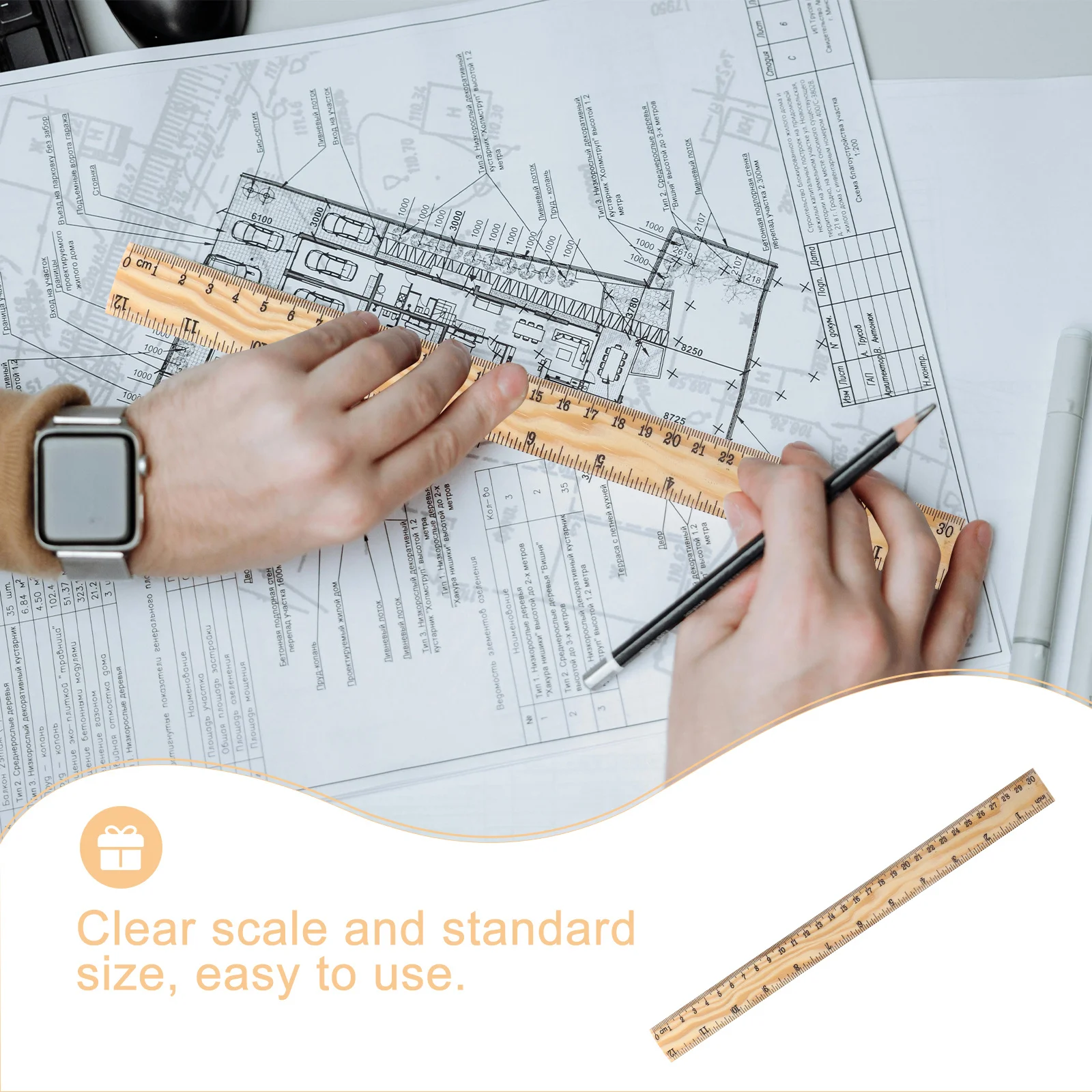 

12pcs 30Cm Wooden Ruler Bamboo Measuring Tool For Sewing Tailoring Diy Craft Baking Stone Placement Easy Storage