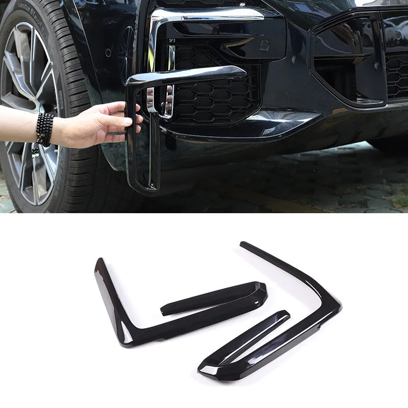 Carbon Fiber Black Color Front Fog Light Frame Decoration Cover Trim Car Styling For BMW X5 G05 2022 2023 Exterior Accessories