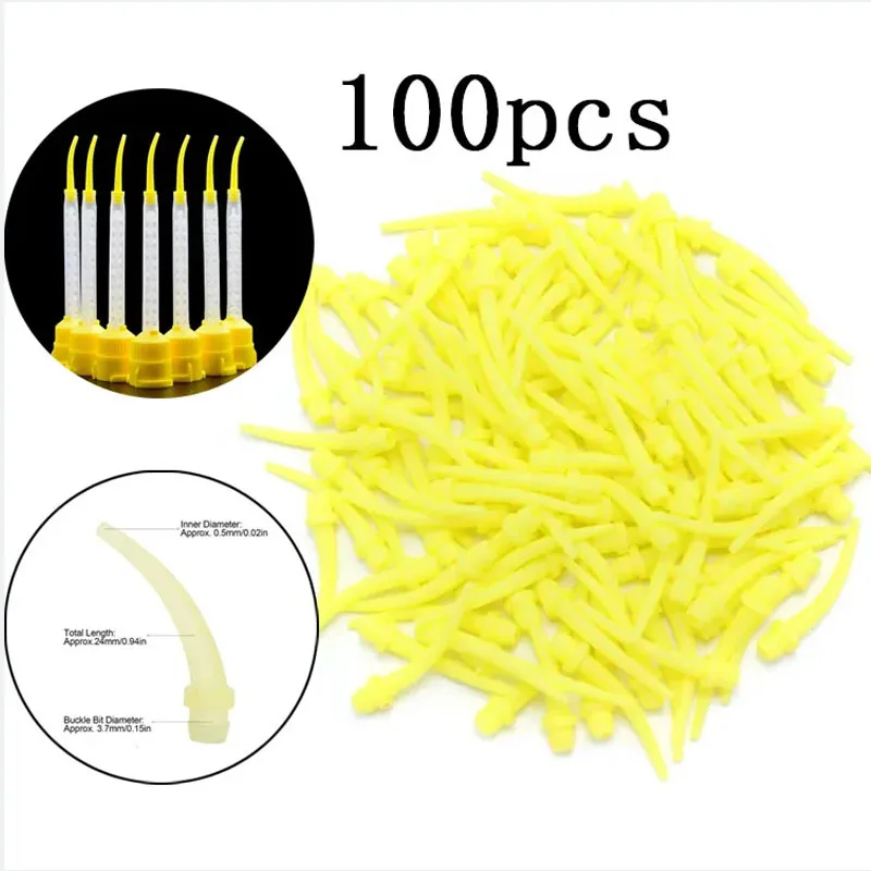 100Pcs Dental Disposable Materials Intraoral Impression Mixing Tips Nozzles Mixer Syringe Silicone Rubber Conveying Mixing Head