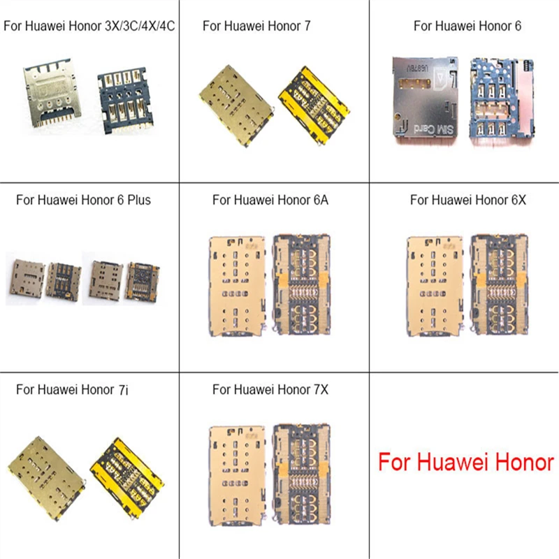 

Адаптер для держателя Sim-карты для Huawei Honor 3C 3X 4C 4X 5C 6A 6X 7 7i 7X 6 plus Pro, устройство для чтения карт памяти, разъем для SD-карты, гибкая лента для ремонта