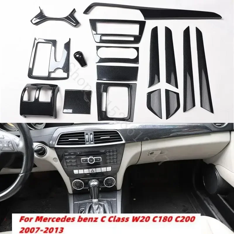 For Mercedes benz C Class W204 C180 C200 2007-2013 ABS Carbon Fiber Decoration Car Interior Decoration Trim Accessories