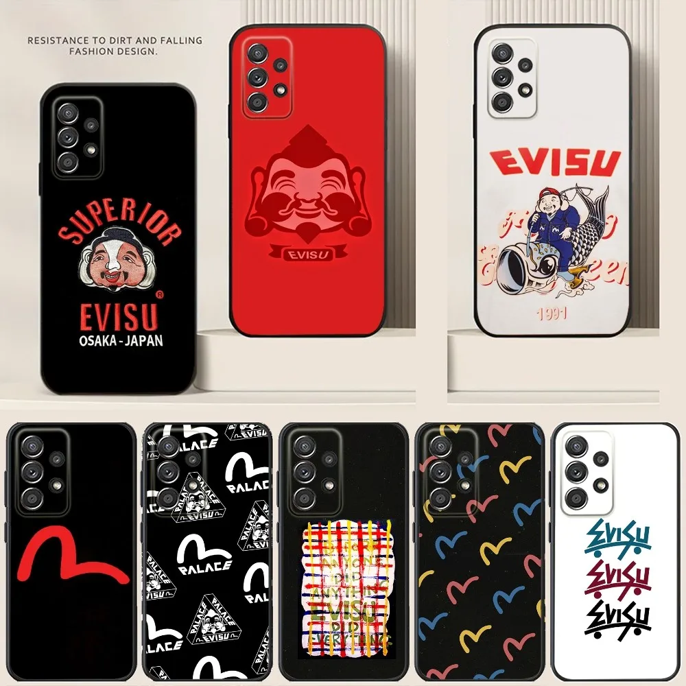 Модный чехол для телефона с логотипом E-Evisu для Samsung S24, S21, S22, S23, S30, Ultra, S20, Plus, Note, 10,9,5G, черный мягкий силиконовый чехол