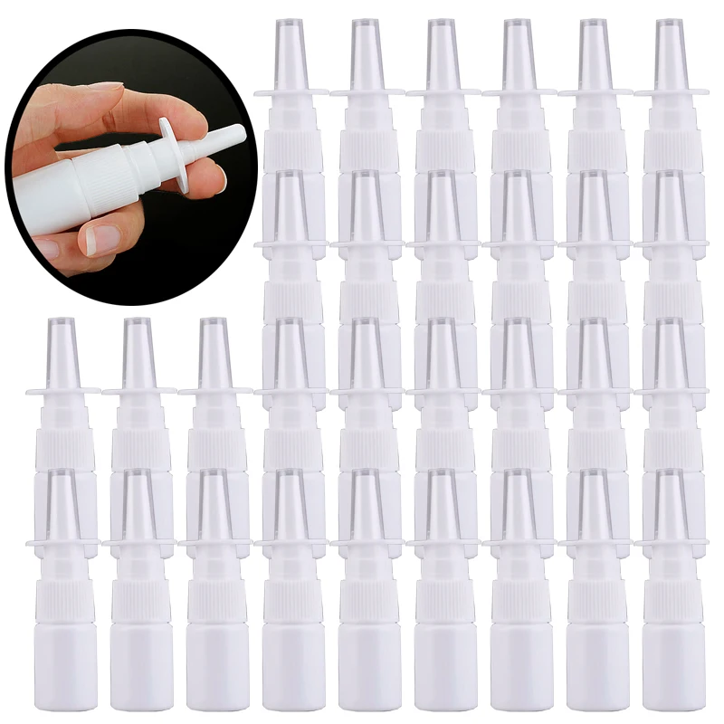 100 pz/set 10ml 10g flaconi Spray nasali in plastica vuoti spruzzatore a pompa nebulizzatore bianco Spray nasale imballaggio di imbottigliamento ricaricabile portatile