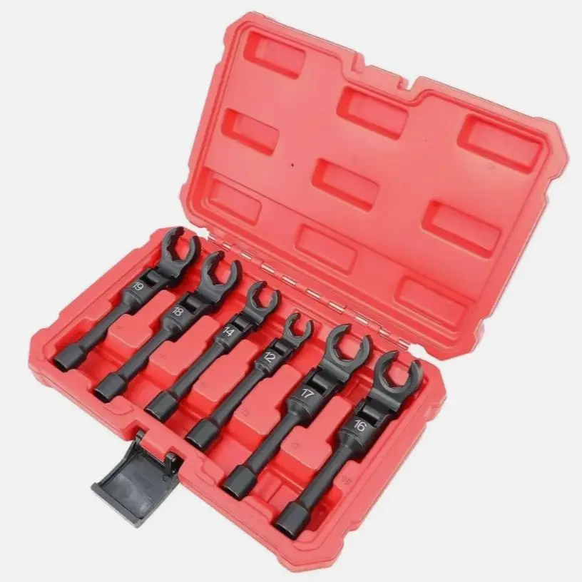 6pcs Hexagonal Open-End Wrench Set, Oil Pipe Removal Socket Wrench, Auto Repair Tools 12mm-19mm