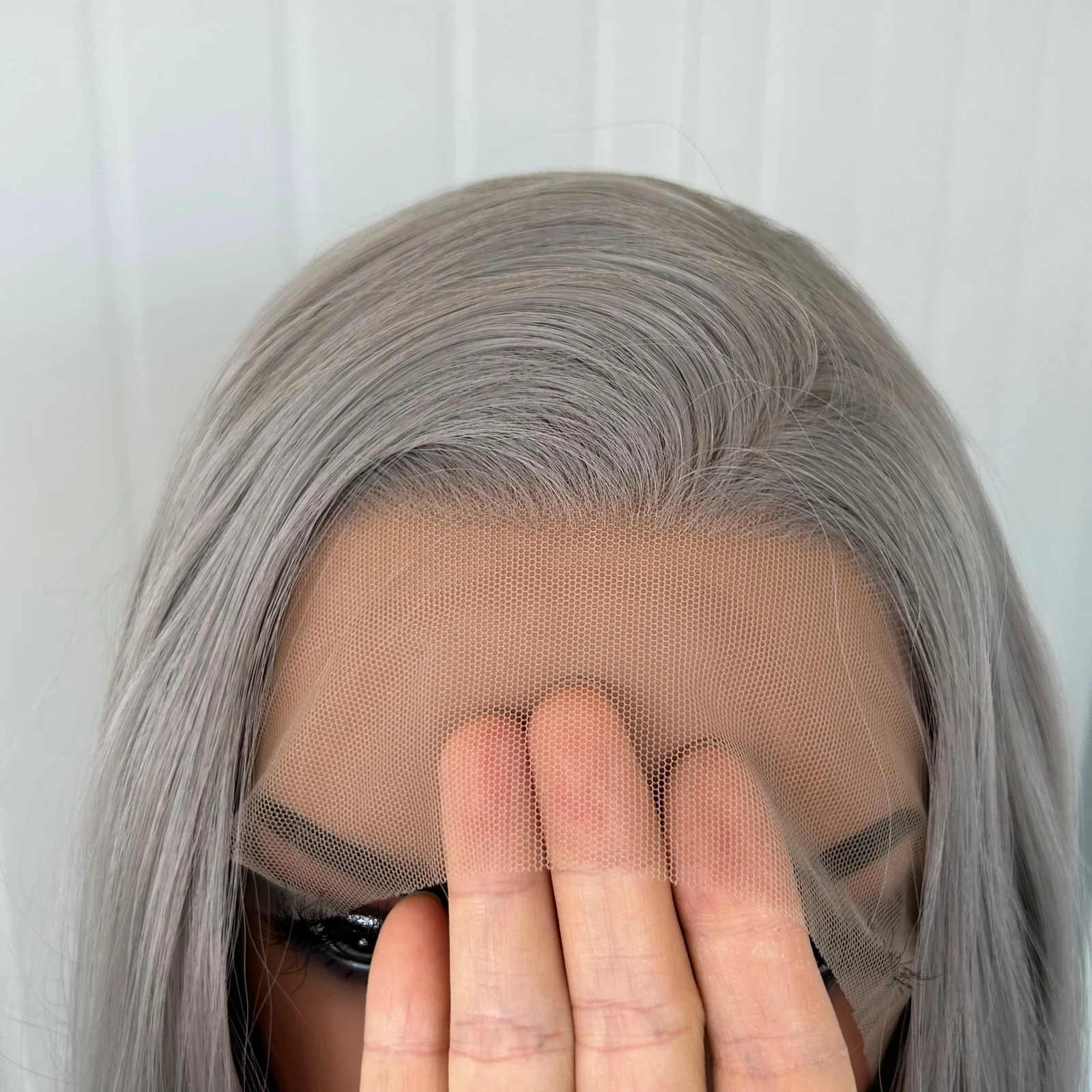 طويل مجعد متموج فضي رمادي الجسم موجة الاصطناعية الدانتيل الجبهة الباروكات للنساء جزء مجاني موجة طبيعية رمادي 13X4 الدانتيل حفلة يومية