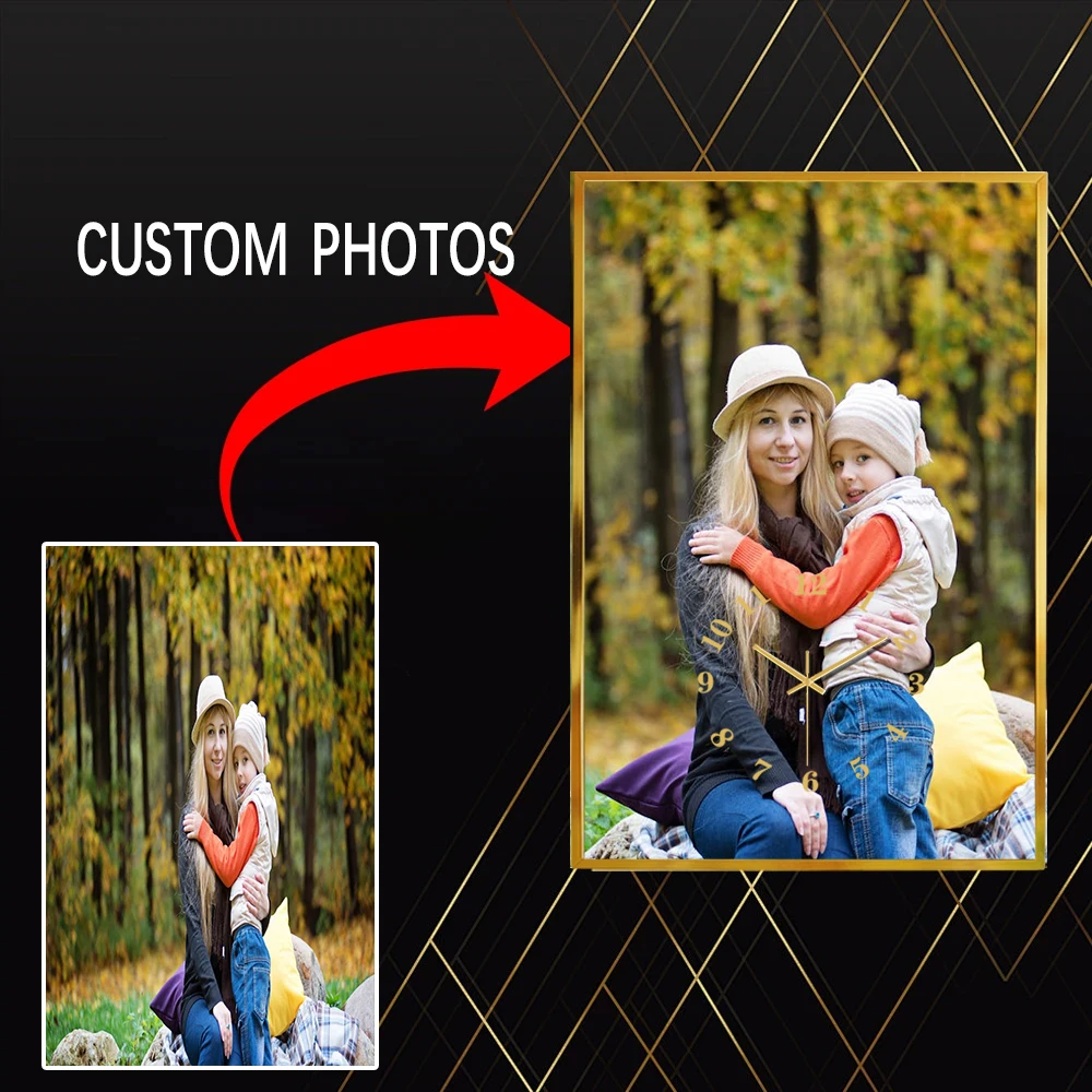 Send Photos to Customize Art Clock Digital Wall Clock Aluminum Alloy Frame 25X40CM Tempered Glass Clock Silent Clock Family Gift