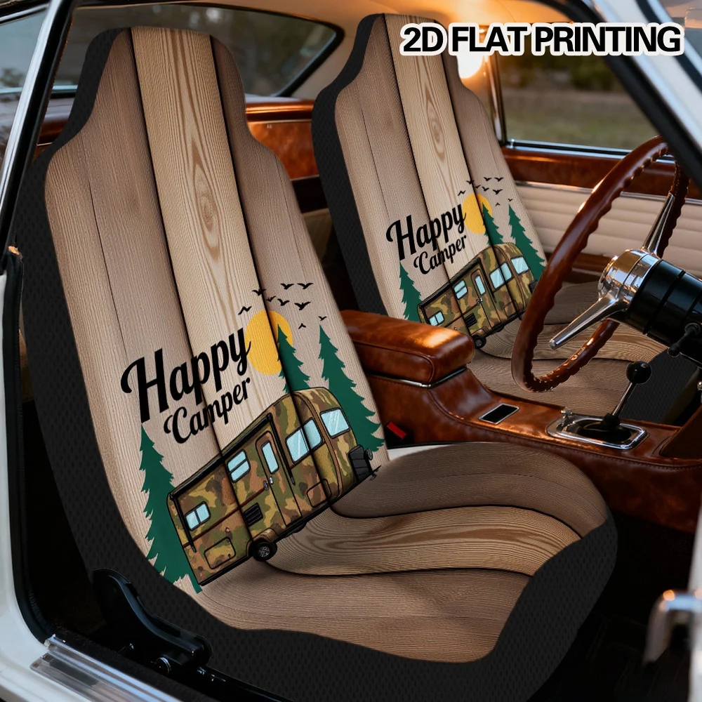 Impression plate 2D, 2 housses de siège de voiture élégantes au design Camper Bliss, douces et faciles à nettoyer, parfaites pour les sièges avant simples