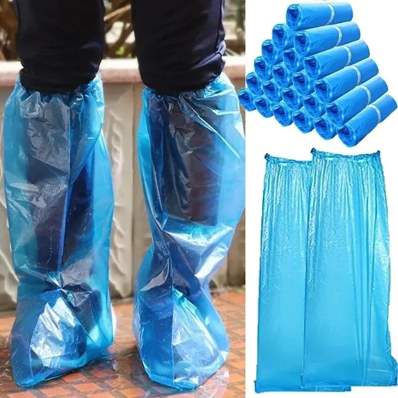 Outdoor Rainproof Thick Wear-resistant Waterproof Isolation Foot Covers 10/20pcs Disposable Shoe Covers Blue Transparent Plastic