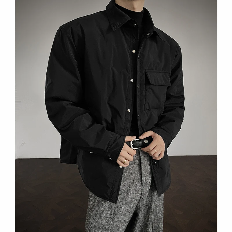 

Retro American Light Weight Bla down irt for Men Outdoor Warmth Du Feather Workwear Jaet Loose Fit Sle Faionable