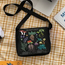 Mushroom Plant Pattern Shoulder Bag Adjustable Shoulder Strap Length Girl Handbags Casual Messenger Bag Shopping Bags