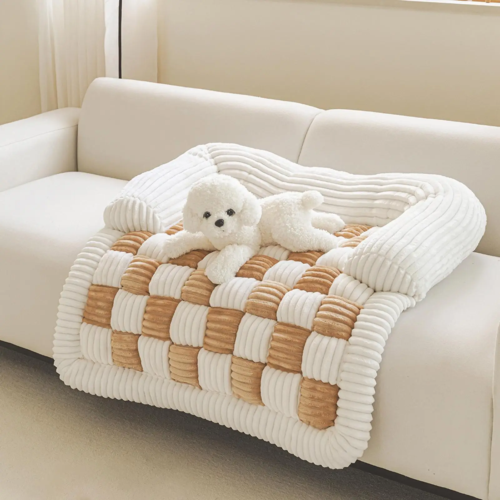 Dog Couch Cover 27.56 Inch Square Thick Non-Slip Pad Washable Dog Couch Bed For Furniture Protection Home Apartment Nap Time