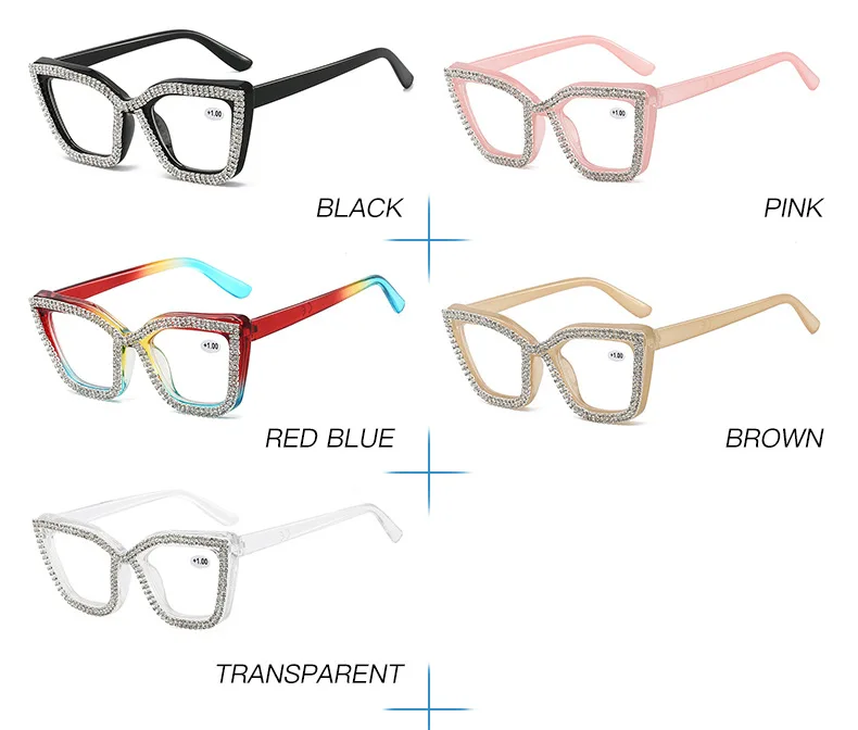2025 Neue Lesebrillen für Damen und Herren, Katzenaugen-Design mit Diamanten Besetzt, Modische Blaulichtfilter-Brille, Unisex Lesebrille – Detail 10