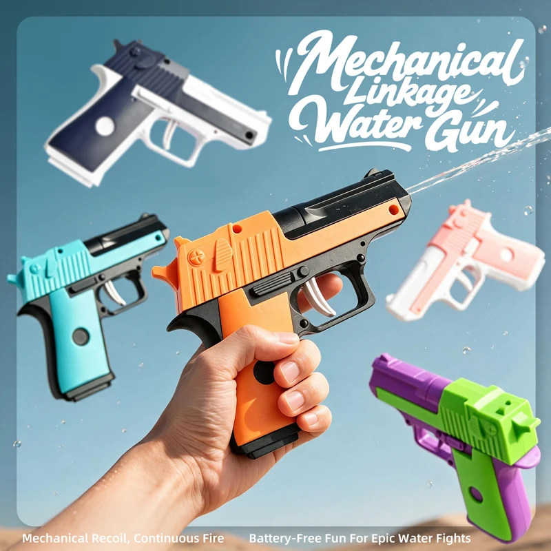 Mini Water Pistol Mechanical Continuous Firing Water Gun Summer Pool Shooting Watergun Manual Water Gun Outdoor Game Toys Gifts