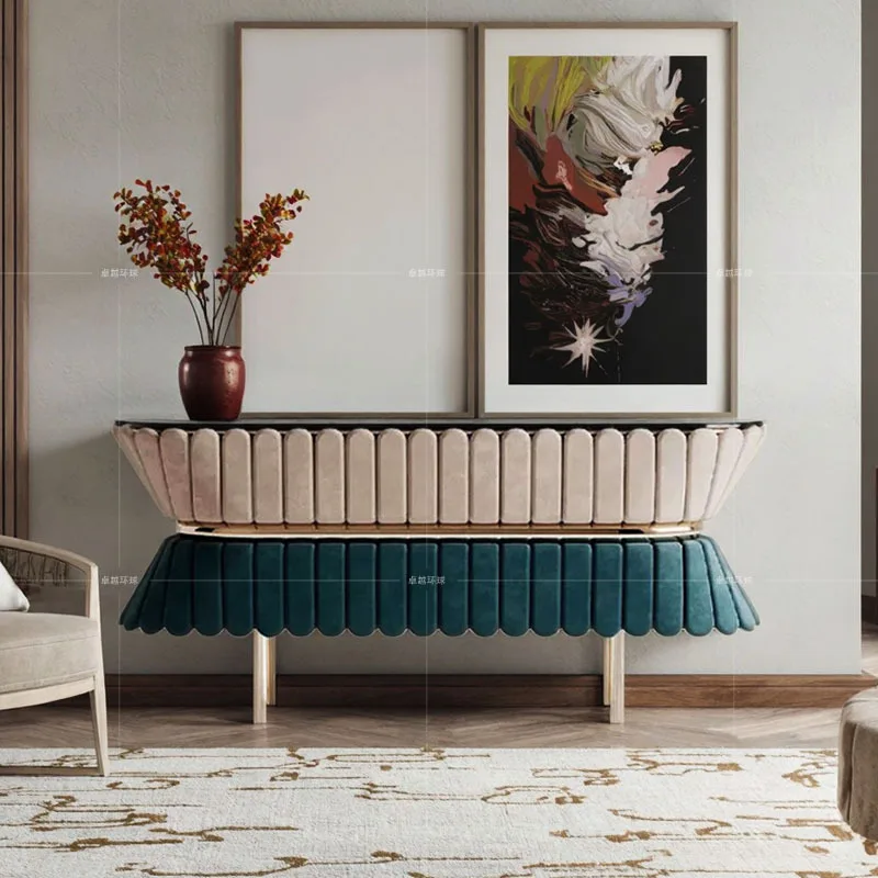 LTT Italian entry entrance table Light luxury high-end view table Modern wall marble entrance table