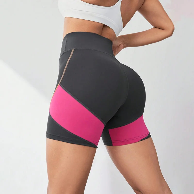 Colorblocked High Waist Yoga Shorts,Shorts for Women Tummy Control Workout Shorts for Women