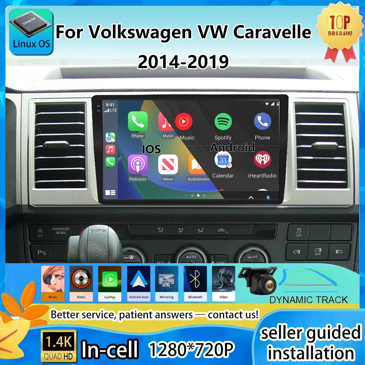 Radio For Volkswagen VW Caravelle 2014-2019 Wireless Carplay Car Multimedia Player Upgrade Touch Screen Android Auto car play BT
