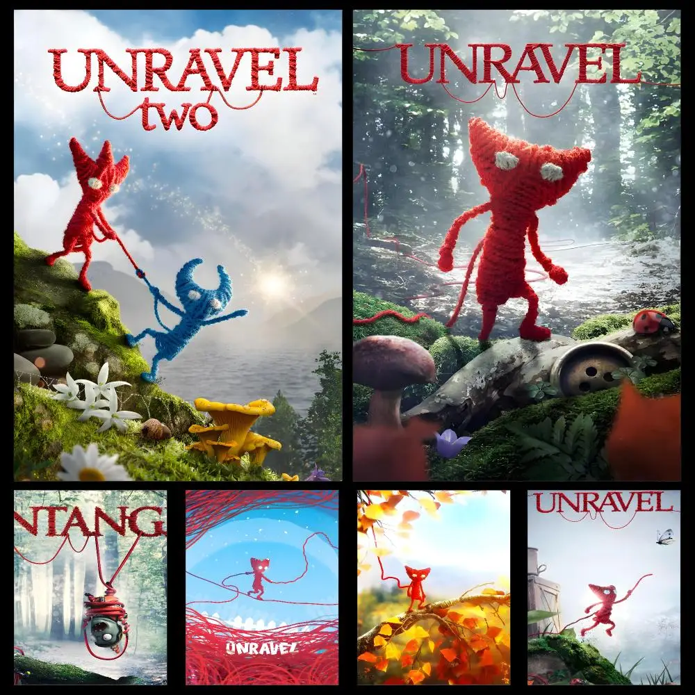Game Unravel Yarny Puzzle Platformer Poster PP Self Adhesive Decorative HD For Garage Gaming Room Living Room Gift