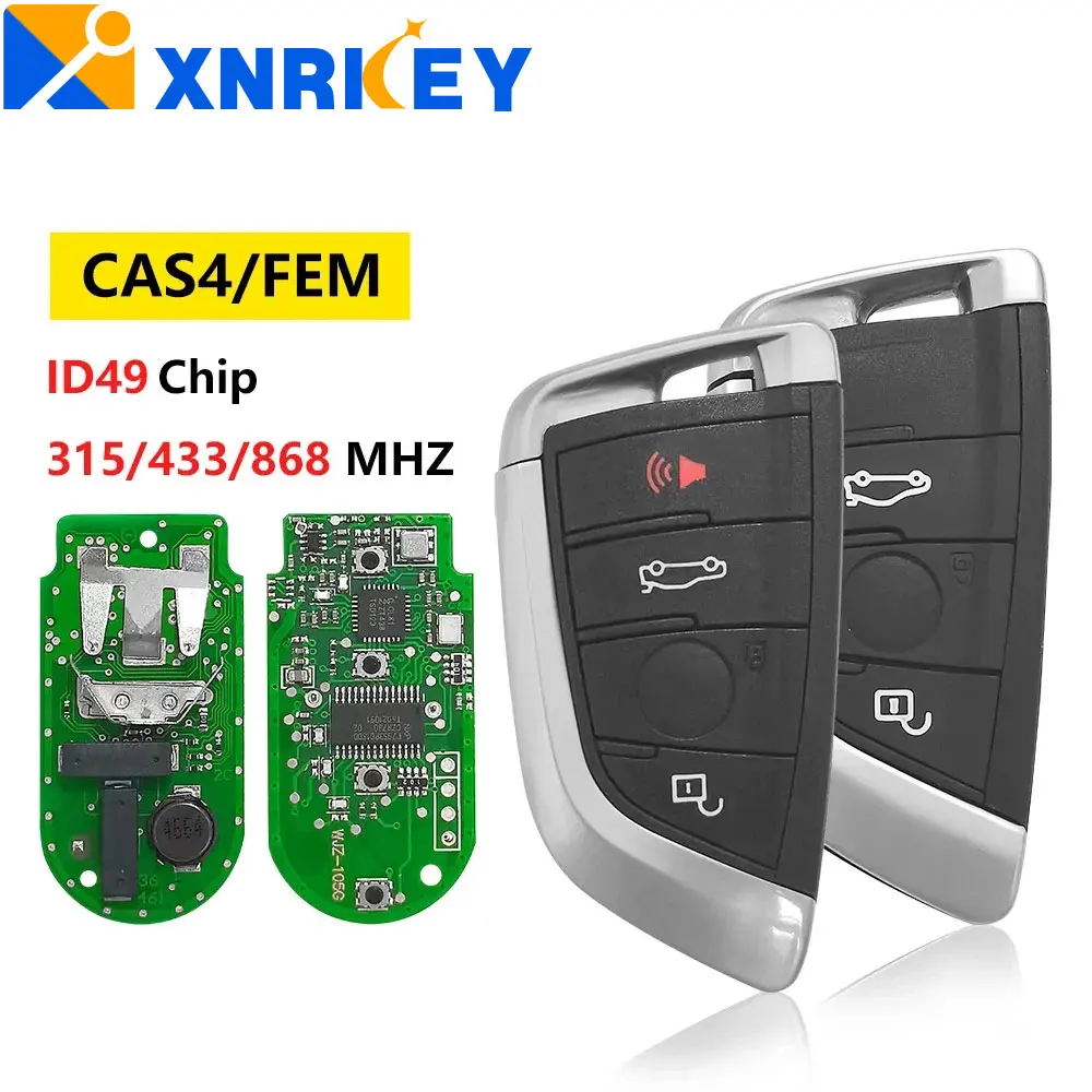 

XNRKEY 3/4 Button Remote Key ID49 Chip 315/433/868Mhz for BMW X1 X3 X5 X6 X7 CAS4/FEM 2011-17 Replace Keyless Go Car Key