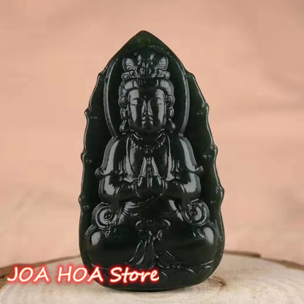 

Fine Hewelry Hetian Jade Guanyin Brand Pendant Natural Tower-green Necklace Neck Hand-Carved Jasper Amulet Jewelry