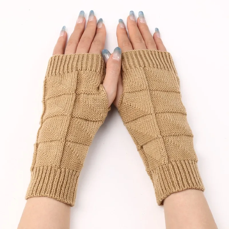Triangular Short Gloves New Autumn Winter Men Women Knitted Finger Wool Sleeves Typing Warm Arm Cover Soft Elastic Thermal