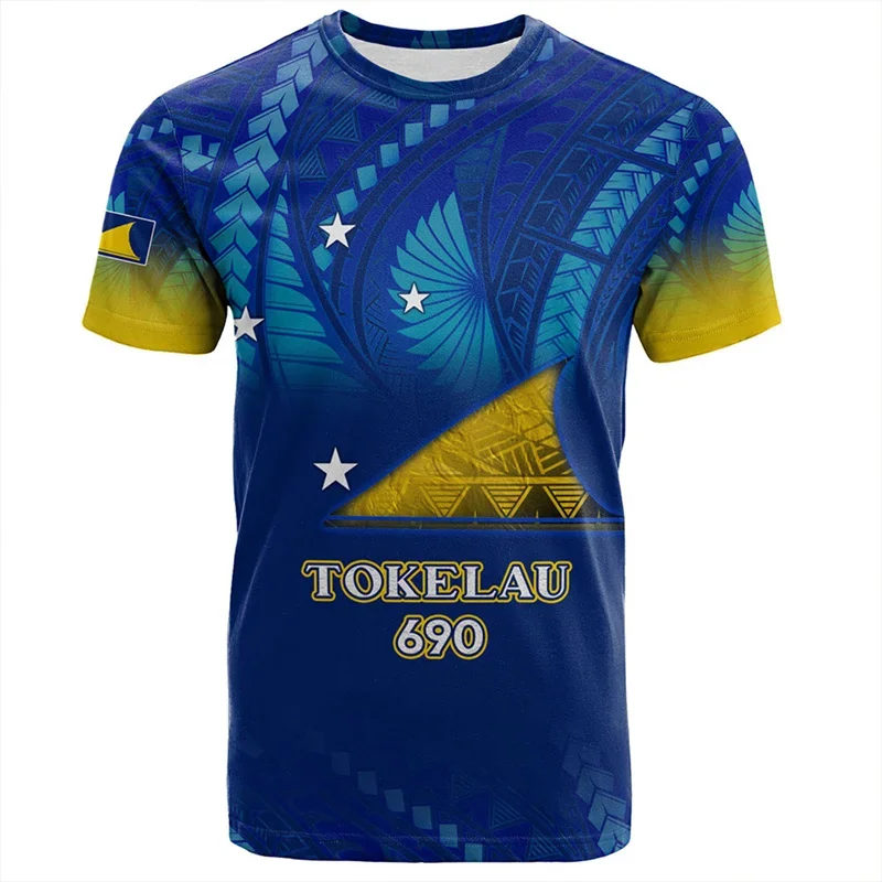 Tokelau ثلاثية الأبعاد الطباعة تي شيرت للرجال الملابس البولينيزية الجرافيك تي شيرت بلوزات على الموضة قصيرة الأكمام الصيف الشارع فضفاض تي شيرت
