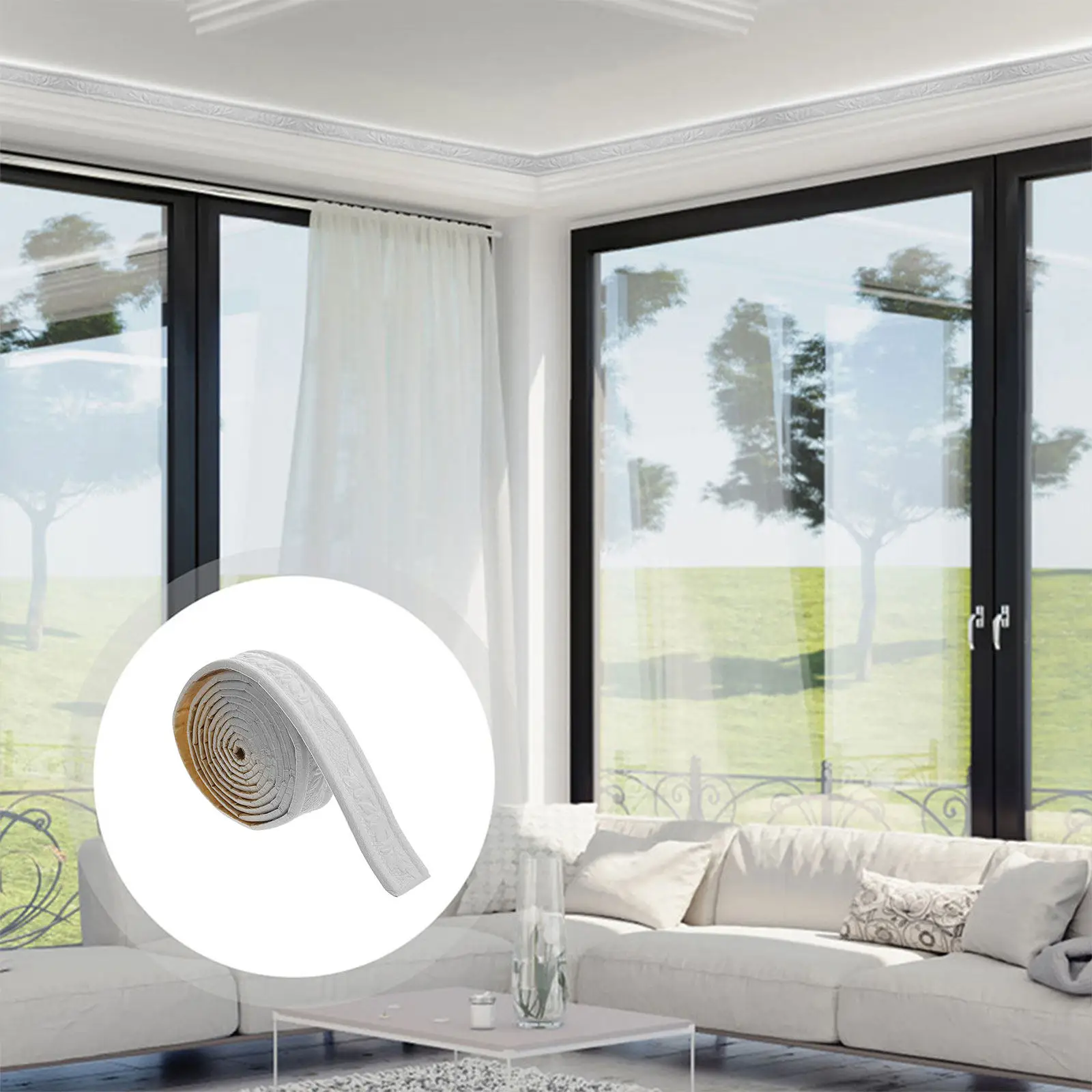 1 Roll Self Adhesive Wallpaper Border Wall Trim Skirting Foams Edging Strip Peel and Stick Decorative Molding for Home Living