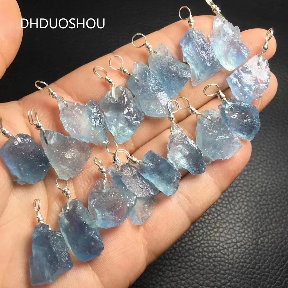 Natural Raw Aquamarine Pendant Crystal Real Gemstone Blue Beryl Mineral Rough Stone Neclace For Jewelry Woman Ornament Gift