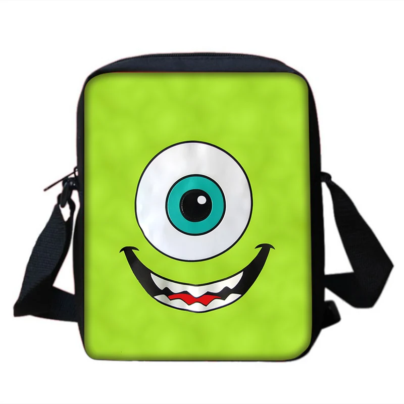 Bolsa mensageiro de ombro impressa para homens e mulheres, bolsa casual infantil, bolsa de telefone, bolsa de compras, M-monsters Inc, MIKE, Boys, Girls